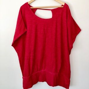 Lane Bryant Racing Red Sunwashed Banded Bottom Tee